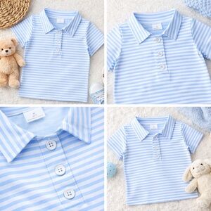 Blue Striped Kids Polo Shirt